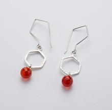 Load image into Gallery viewer, Shorebreak Small Hexagon Earrings with Carnelian