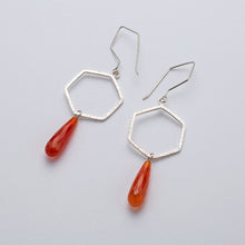 Load image into Gallery viewer, Shorebreak Hexagon Earrings with Carnelian