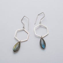 Load image into Gallery viewer, Shorebreak Hexagon Earrings with Labradorite