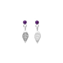 Load image into Gallery viewer, Verdant Leaf Drop Earrings with Amethysts