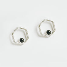 Load image into Gallery viewer, Grit Small Hexagon Earrings with Onyx