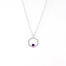 Load image into Gallery viewer, Verdant Small Hexagon Necklace with Amethyst