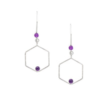Load image into Gallery viewer, Verdant Large Hexagon Earrings with Amethysts