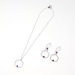 Verdant Large Hexagon Necklace with Amethyst