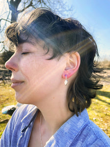 Verdant Leaf Drop Earrings with Amethysts