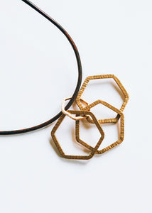 Grit Chunky Bronze Multi-Hexagon Necklace