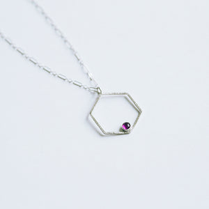 Verdant Large Hexagon Necklace with Amethyst