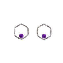 Load image into Gallery viewer, Verdant Small Hexagon Earrings with Amethysts